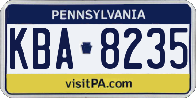PA license plate KBA8235
