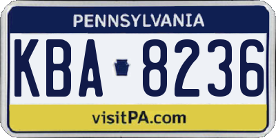 PA license plate KBA8236