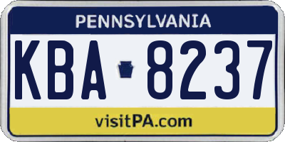 PA license plate KBA8237