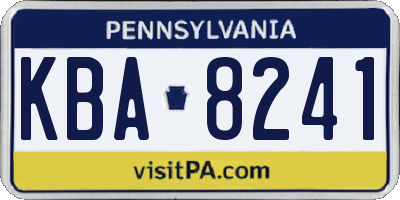 PA license plate KBA8241