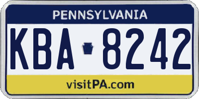 PA license plate KBA8242