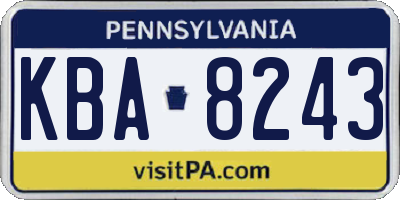 PA license plate KBA8243