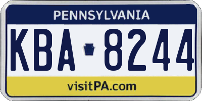 PA license plate KBA8244