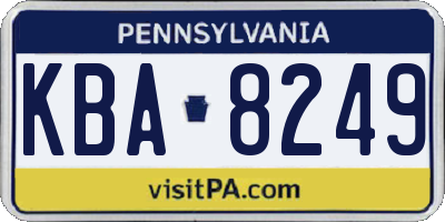 PA license plate KBA8249