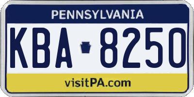 PA license plate KBA8250