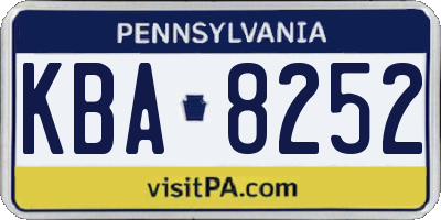 PA license plate KBA8252