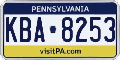 PA license plate KBA8253