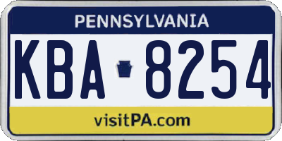 PA license plate KBA8254