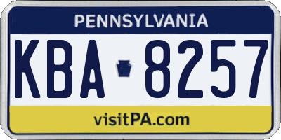 PA license plate KBA8257