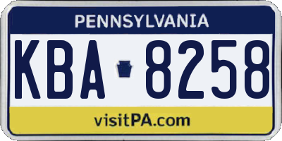 PA license plate KBA8258