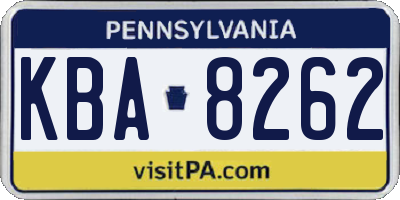 PA license plate KBA8262