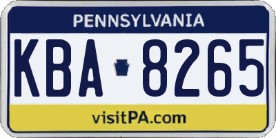 PA license plate KBA8265