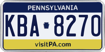 PA license plate KBA8270