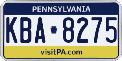 PA license plate KBA8275