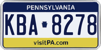 PA license plate KBA8278