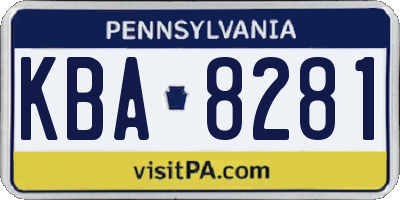 PA license plate KBA8281
