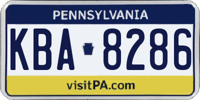 PA license plate KBA8286