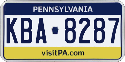 PA license plate KBA8287