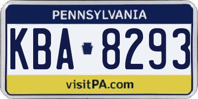 PA license plate KBA8293