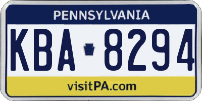 PA license plate KBA8294