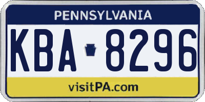 PA license plate KBA8296