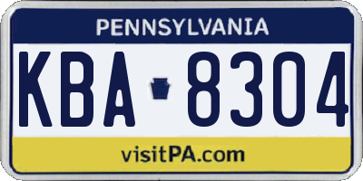 PA license plate KBA8304