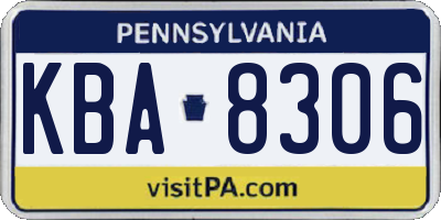 PA license plate KBA8306