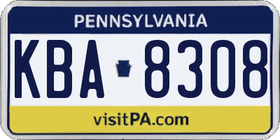 PA license plate KBA8308