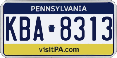 PA license plate KBA8313