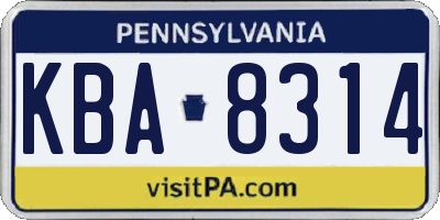 PA license plate KBA8314