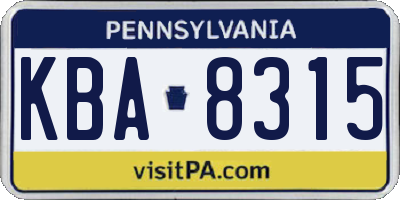 PA license plate KBA8315