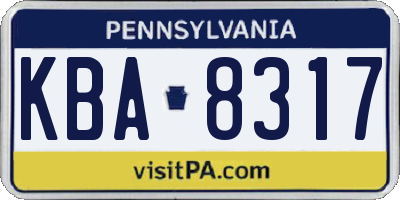 PA license plate KBA8317