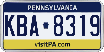 PA license plate KBA8319