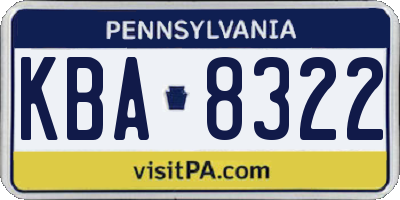 PA license plate KBA8322