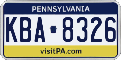 PA license plate KBA8326