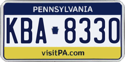 PA license plate KBA8330