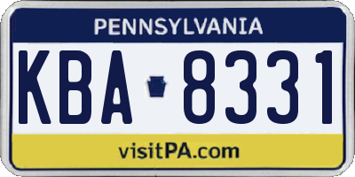 PA license plate KBA8331