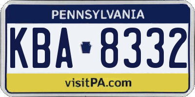 PA license plate KBA8332