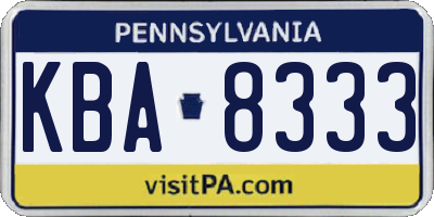 PA license plate KBA8333
