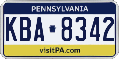 PA license plate KBA8342