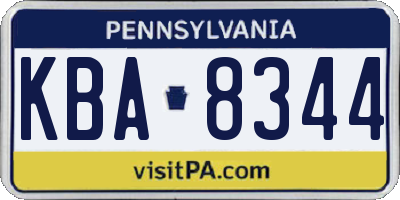 PA license plate KBA8344