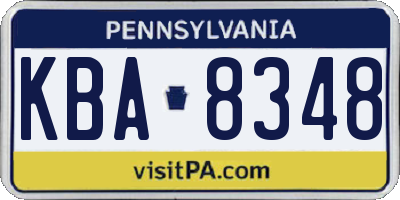 PA license plate KBA8348