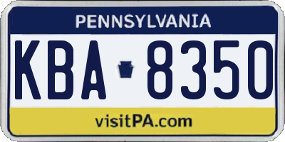PA license plate KBA8350