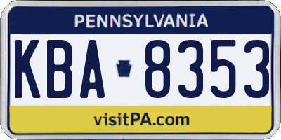 PA license plate KBA8353