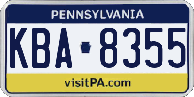 PA license plate KBA8355