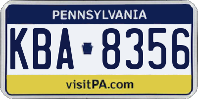 PA license plate KBA8356