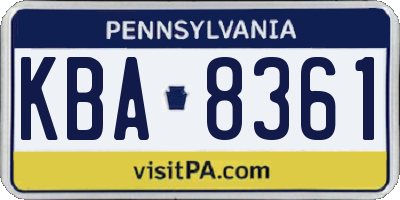 PA license plate KBA8361