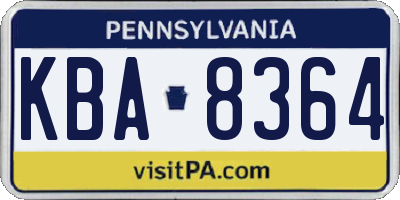 PA license plate KBA8364
