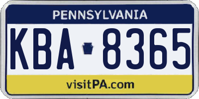 PA license plate KBA8365