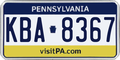 PA license plate KBA8367